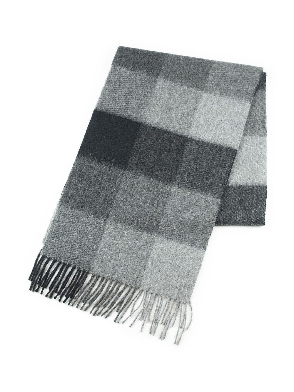 3910 Cashmere and 100% soft Lambs Wool Plaid Tartan Winter Scarf and Grey